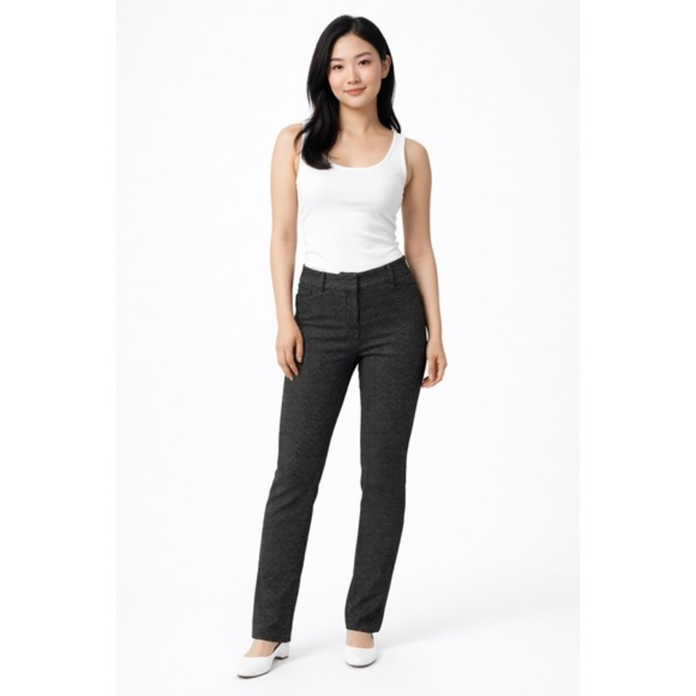 New York & Co 7th Avenue Dress Pants Black White Dot Stretch Trousers 10 76-20